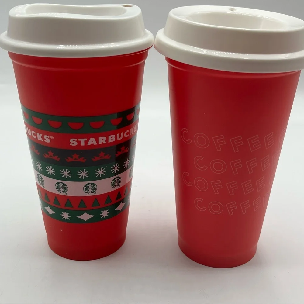 Starbucks Tumbler Cup Lot Christmas White Black